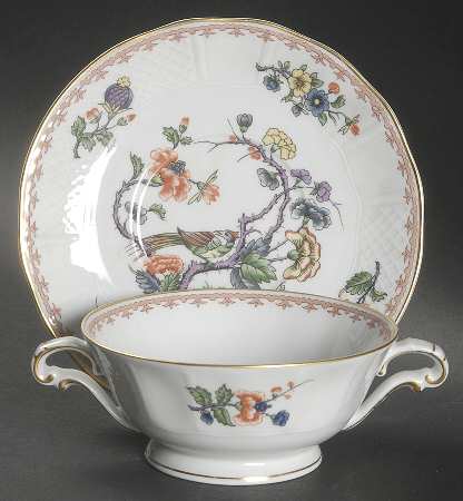 Vieux Rouen Footed Cream Soup Bowl & Saucer Set