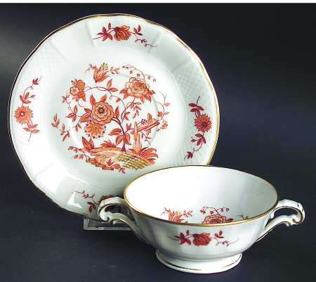 Zinnias Footed Cream Soup Bowl & Saucer Set