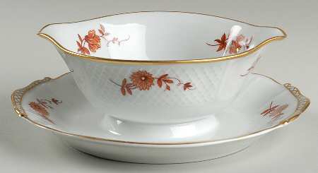 Zinnias Gravy Boat with Attached Underplate