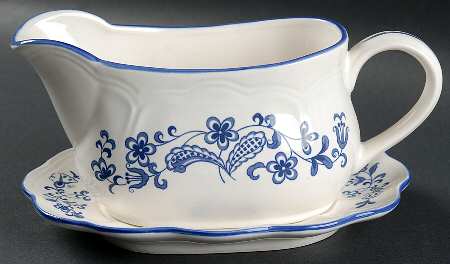 Blue Garden Gravy Boat & Underplate