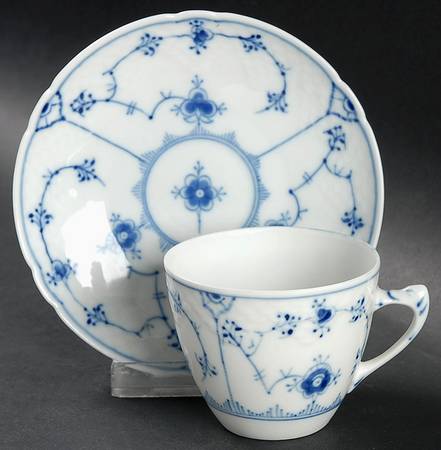 Blue Traditional (No Trim) Flat Demitasse Cup & Saucer Set