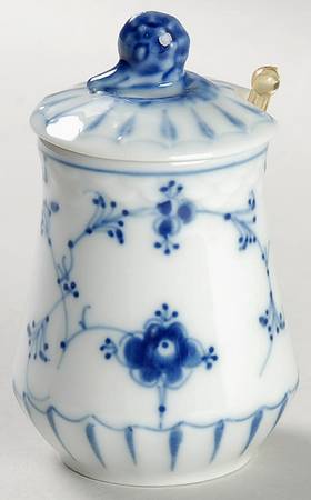 Blue Traditional (No Trim) Mustard Jar & Lid