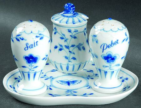Butterfly Salt & Pepper, Mustard with Lid & Tray