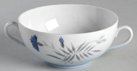 Cornflower Blue Edge Cream Soup Bowl No Lid