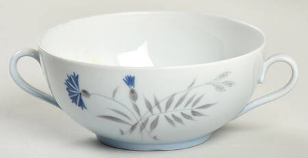 Cornflower Blue Edge Flat Cream Soup Bowl