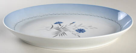 Cornflower Blue Edge 13" Oval Serving Platter