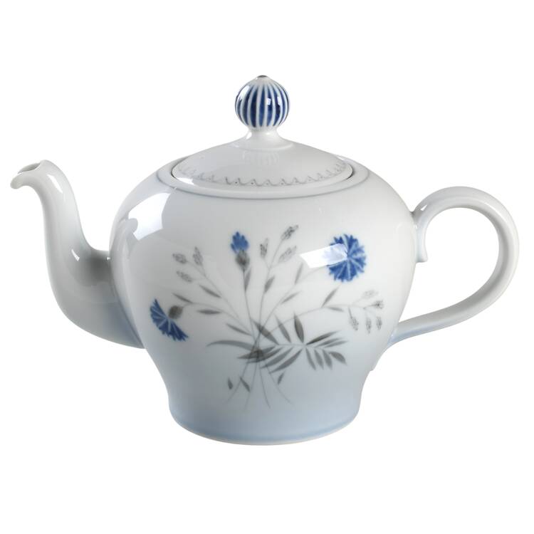 Cornflower Blue Edge Teapot & Lid