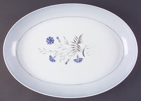 Cornflower Blue Edge 15" Oval Serving Platter