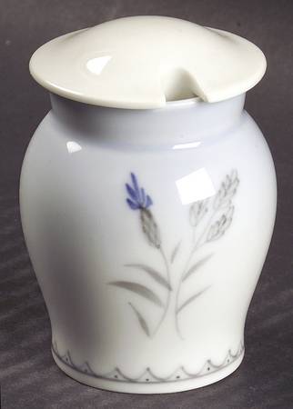 Cornflower Blue Edge Mustard Jar & Lid