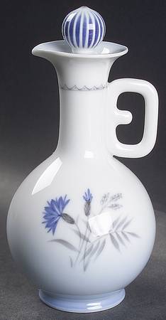 Cornflower Blue Edge Oil Or Vinegar Cruet and Stopper