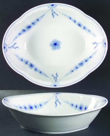 Empire Blue and White 9" Oval Vegetable Bowl