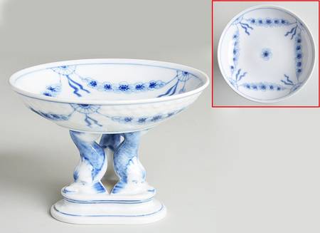 Empire Blue and White Round Compote (Height X Width)