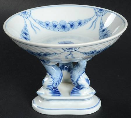 Empire Blue and White Round Compote (Height X Width)