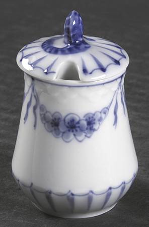 Empire Blue and White Mustard Jar & Lid