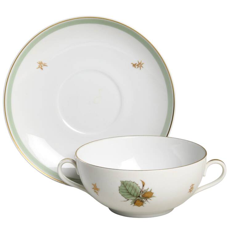 Hazelnut Flat Cream Soup Bowl & Saucer Set