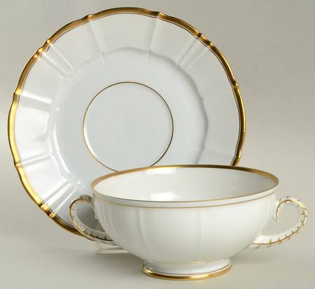 Offenback Footed Cream Soup Bowl & Saucer Set