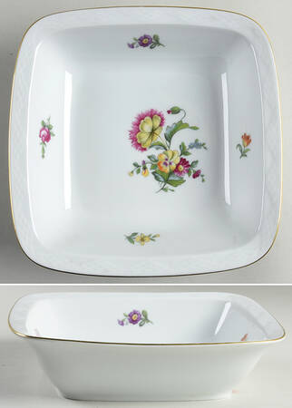 Saxon Flower (White Background) 8" Square Vegetable Bowl