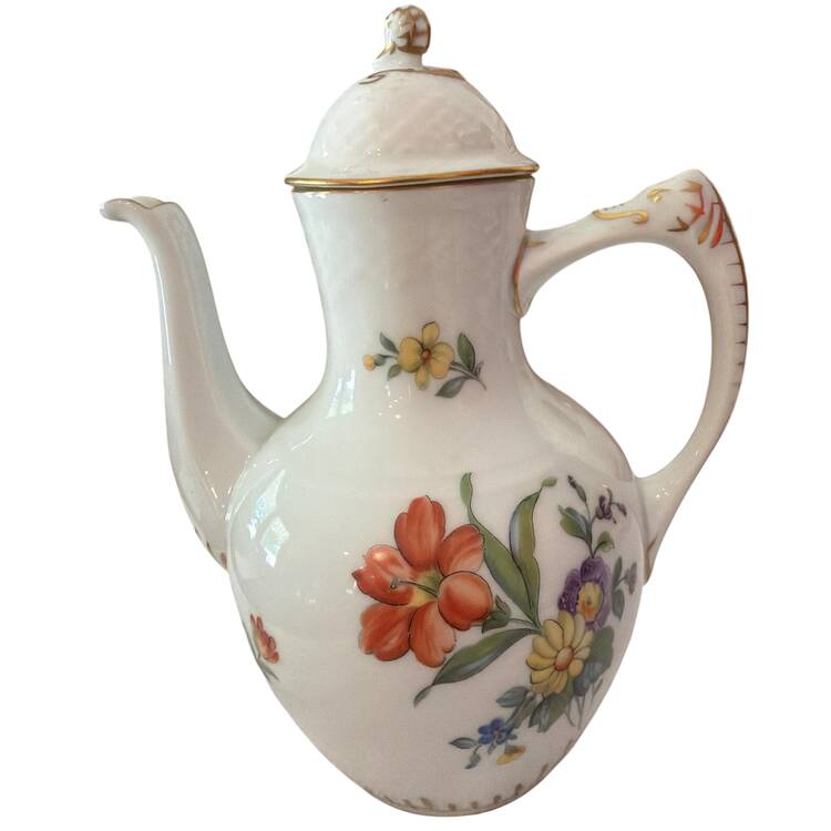 Saxon Flower (White Background) Coffee Pot & Lid