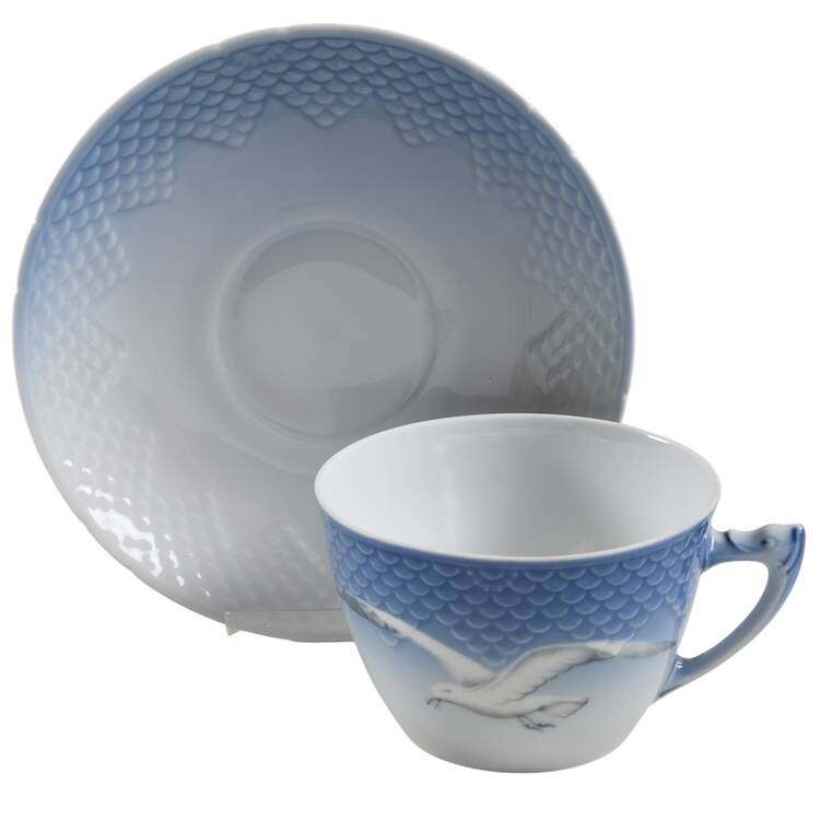 Seagull Flat Cup & Saucer Set No Gold Trim by Bing & Grondahl