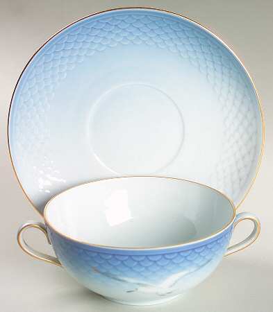 Seagull Flat Cream Soup Bowl & Saucer Set by Bing & Grondahl