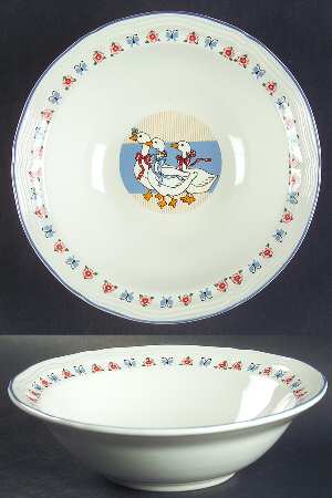Ribbon Geese Rim Cereal Bowl