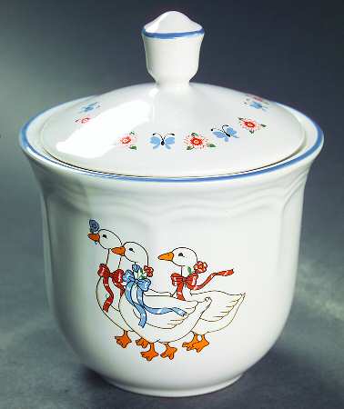 Ribbon Geese Sugar Bowl & Lid