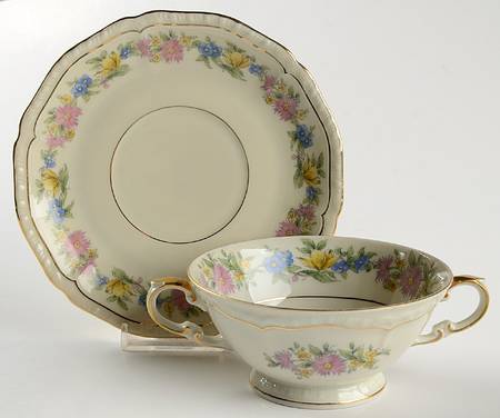 Adelphia Footed Cream Soup Bowl & Saucer Set