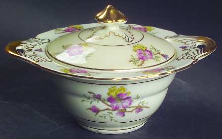 Apple Blossom (Cream Background) Sugar Bowl & Lid