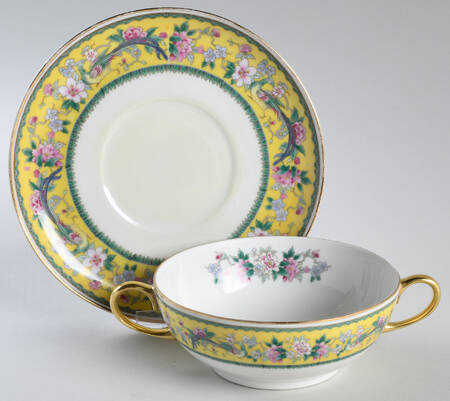 BLK31 Footed Cream Soup Bowl & Saucer Set