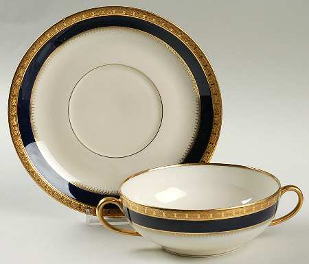 Fontainbleau Cream Flat Cream Soup Bowl & Saucer Set