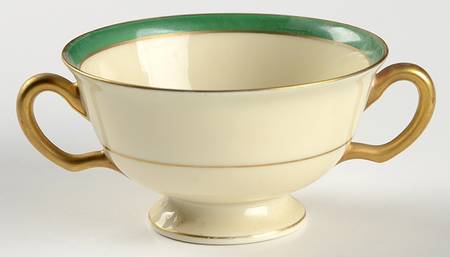 Green Band Footed Bouillon Cup