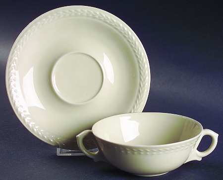 Laurel Flat Cream Soup Bowl & Saucer Set by Black Knight
