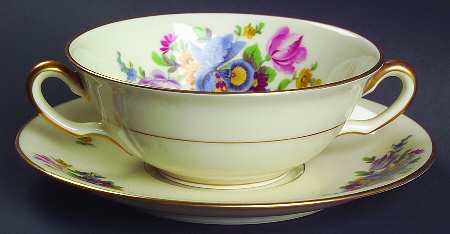 Meissen Flat Cream Soup Bowl & Saucer Set