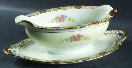 Patricia Brown Gravy Boat with Attached Underplate