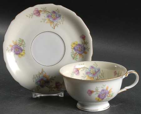 Rambler Rose Footed Cup & Saucer Set by Black Knight