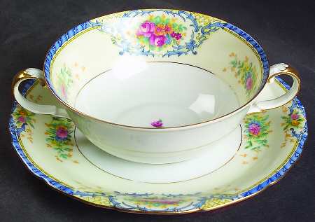 Rhoda Rhoda Blue Flat Cream Soup Bowl & Saucer Set