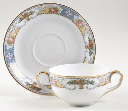 Rosari (Smooth, Fruit Basket, Blue) Flat Bouillon Cup & Saucer