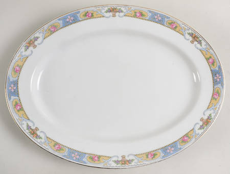 Rosari (Smooth, Fruit Basket, Blue) 13" Oval Serving Platter by Black Knight