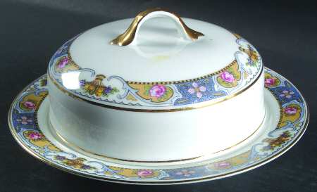 Rosari (Smooth, Fruit Basket, Blue) Round Covered Butter