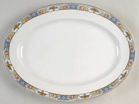 Rosari (Smooth, Fruit Basket, Blue) 16" Oval Serving Platter by Black Knight