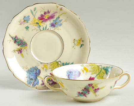 Wild Rose Flat Cream Soup Bowl & Saucer Set