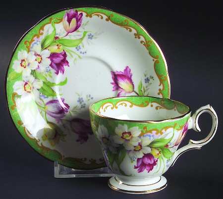 Narcissus Green Footed Demitasse Cup & Saucer Set