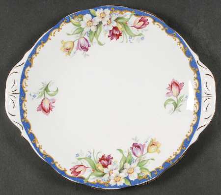 Narcissus (Blue) Handled Cake Plate