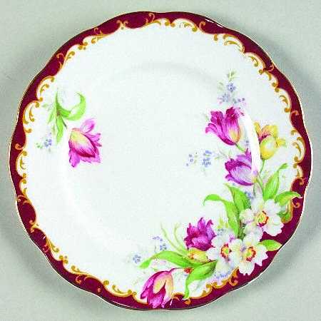 Narcissus (Maroon) Bread & Butter Plate