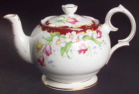 Narcissus (Maroon) Teapot & Lid