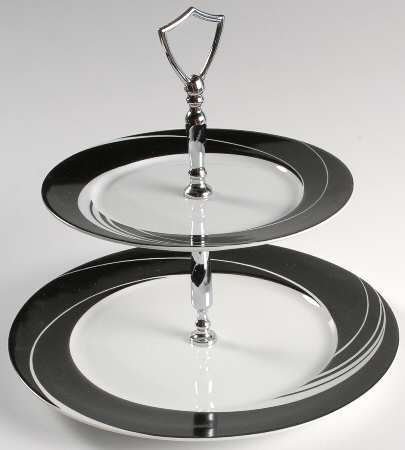 Black Pearl 2 Tiered Serving Tray (Dinner & Salad Plate)