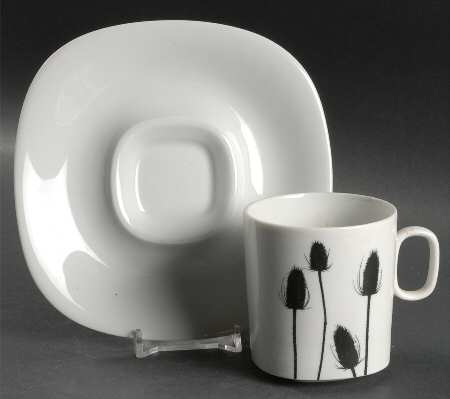 Black & White Flat Cup & Saucer Set