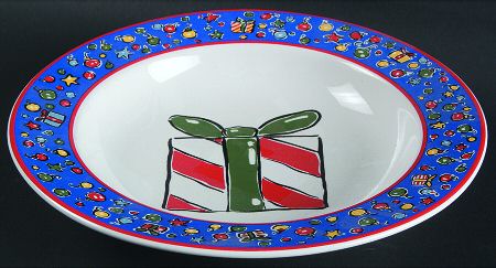 Christmas Party Large Rim Soup Bowl
