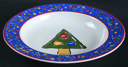 Christmas Party Large Rim Soup Bowl