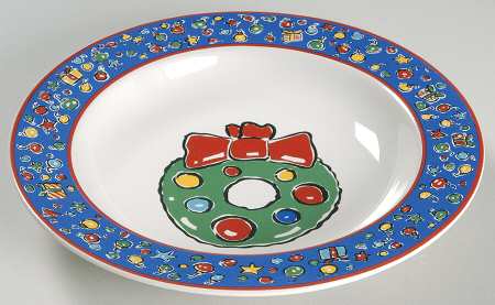 Christmas Party Large Rim Soup Bowl